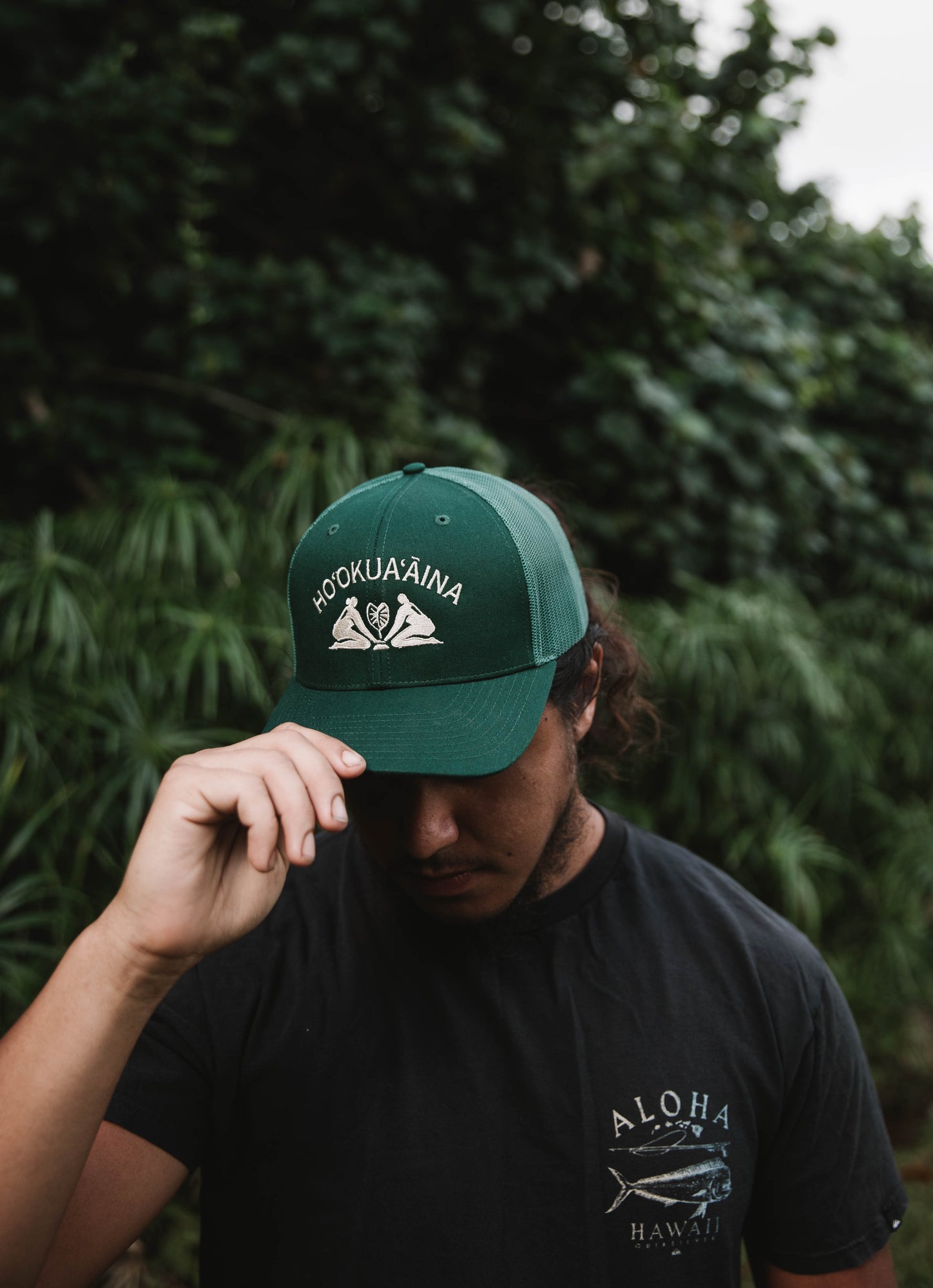Green Embroidered Trucker Hat